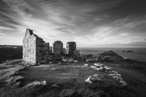 Professional photographic black and white landscape photograph of Cornish scenery taken by a professional photographer near Penzance